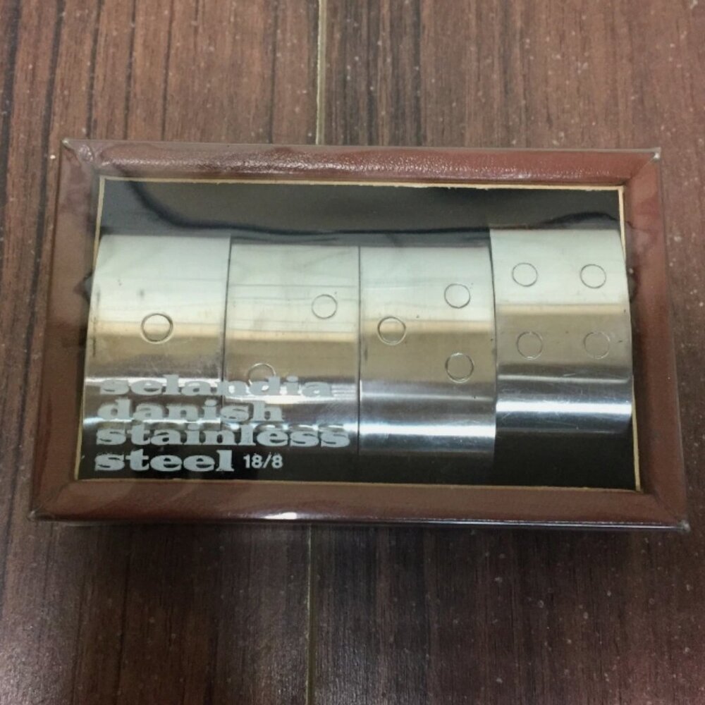 Vintage Selandia Danish Stainless Steel 18/8 Napkin Rings Mid Century Modern